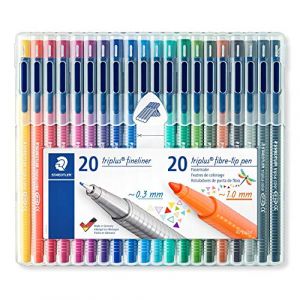 Image de Staedtler Triplus Pack de 20 marqueurs pointe fine 0,3 mm + 20 marqueurs pointe fibre 1 mm