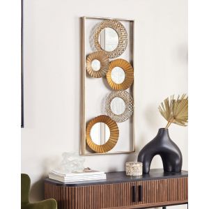 Beliani Décoration Murale en Métal Doré avec 5 Miroirs 39 x 90 cm Pièce d'Accent Maicoba - Doré