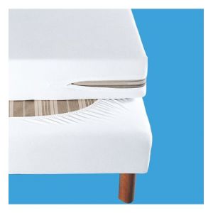 Image de Bande cac sommier en jersey antiacarien Blanc Couleur Blanc Taille 140 x 190 cm