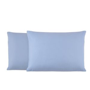 Linandelle Lot de 2 Taies d'oreiller en Molleton Bleu ciel 50x70 cm