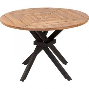 Beliani Table de Jardin en Bois d'Acacia Clair 110 cm Salle à Manger d'Extérieur Ronde Lissone