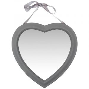 Image de Atmosphera Miroir mural Coeur en Bois avec Ruban 40 x 40 cm - Gris