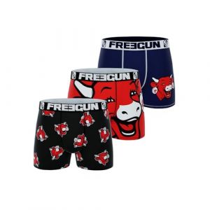 Image de Freegun Boxer Homme Vache Qui rit, Cale&ccedil;on Homme Authentique et Ultra-Doux (Lot de 3), Taille XL