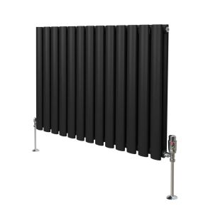 Radiateur Colonne Ovale & Robinet Thermostatique Noir 600 x 780mm