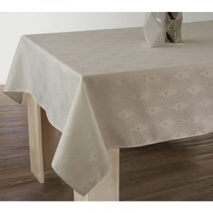Le linge de Jules Nappe Anti-Taches Damassée Ecru - Carrée 150 x 150 cm