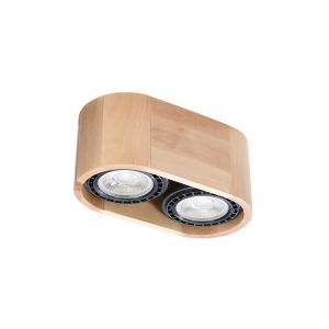 Plafonnier BASIC en bois 2 spots L 27 x H 10 cm Coloris naturel