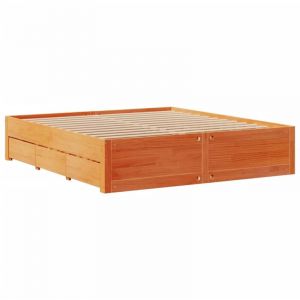 VidaXL Cadre de lit sans matelas avec tiroirs brun cire 180x200 cm pin