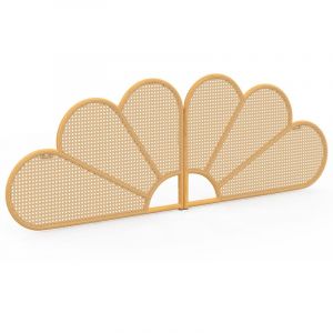 Idmarket Tête de lit suspendue IVY 160 cm effet rotin et cannage en forme de fleur