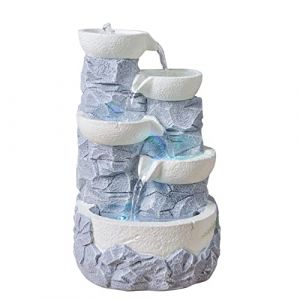 Fontaine cascade Ganda avec LED Bleu et blanc H 30 cm Livraison gratuite Blanc