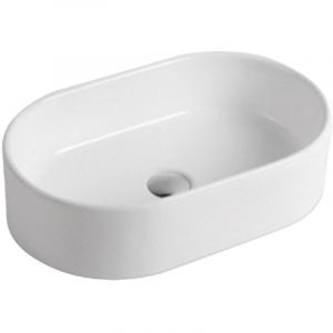 Vasque à poser en céramique ovale - Blanc - 56 x 35,5 cm - IWA II