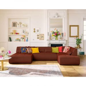 Onyx - canapé panoramique d'angle droit - 7 places - en tissu mailles 3D - Terracotta