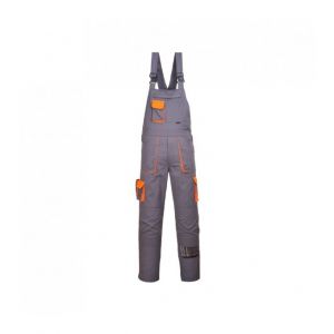 Portwest Cotte à bretelles TEXO CONTRAST Gris Poches Oranges S