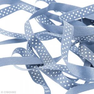 Creavea Ruban pois - Bleu horizon - 10 mm - Au m&egrave;tre (sur mesure)