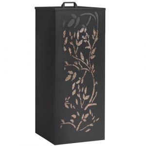 Idmarket Réservoir à granulés 55 kg noir rangement à pellets 36 x 36 x 87 cm - motif floral