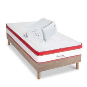 Matelas Altesse Mousse Accueil M&eacute;moire de forme+ sommier bois + accessoires - 90 x190 cm