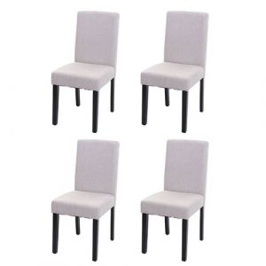 Mendler 4x chaise de salle à manger chaise de cuisine Littau ~ textile, beige crème, pieds foncés
