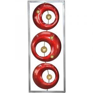 D&eacute;coshop26 D&eacute;coration murale a suspendre motif vin m&eacute;tal rouge/or 20x2,5x50 cm - or