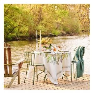 Image de Nappe anti tache coton & lin beige Bouquet de fougeres