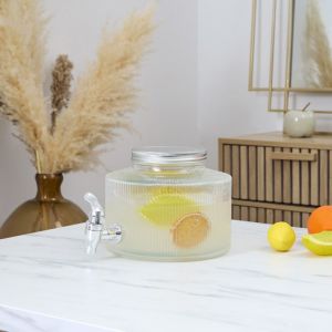 The home deco factory Distributeur De Boisson - Home Deco Factory - Fontaine Stri&eacute;e Ronde - 2l - Transparent