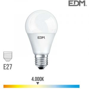 Ampoule LED E27 15W Ronde A60 équivalent à 100W - Blanc Naturel 4000K