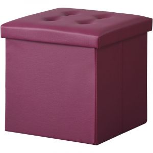 Coffre de Rangement Pouf Pliable PVC 38cm - bordeau
