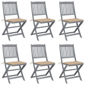 VidaXL Chaises pliables d'extérieur 6 pcs avec coussins Bois d'acacia