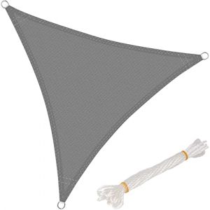 WOLTU Voiles d'ombre Triangle 2x2x2 m Respirante en HDPE, Toile d'ombrage Protection Solaire, Anti 85% UV Contre Le Vent, pour Jardin terr e Camping Gris