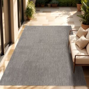 Paco Home Tapis Extérieur Balcon Terrasse Tapis Cuisine Uni Motif Moucheté Gris 200 cm carré