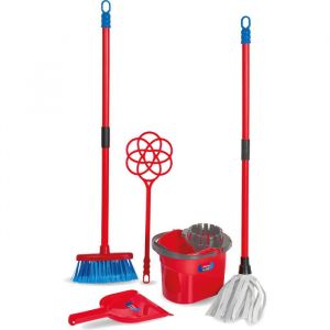 Vileda Set de Nettoyage, 5 pi&egrave;ces, Balai, Pelle, Seau, Balai &agrave; Frange et tapette, Reproduction Produits Marque, Jouets pour Enfants &agrave; partir de 3 Ans, GIOCHI PREZIOSI, VLE01