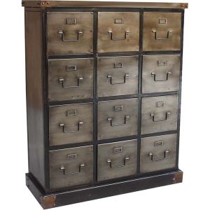 Image de Antic Line créations Commode industrielle 12 tiroirs - 95 x 38 x 117 cm -
