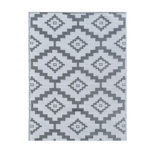 Tapis d'extérieur en plastique tressé 120x160cm Gris Réversible 100% polypropylène 400gr / m2 ajaccio Gris