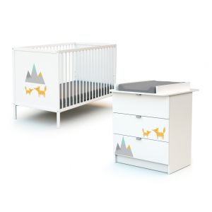 Image de Ateliers T4 WEBABY - Duo Lit Bébé et Commode Renard Blanc