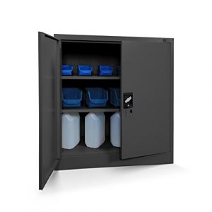 Jan Nowak Armoire de Bureau C001B Metallique rev&ecirc;tement en Poudre Portes battantes verrouillable 92,5 cm x 90 cm x 40 cm (Anthracite)