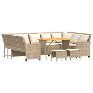 VidaXL Salon de Jardin avec coussins 4 pcs beige résine tressée, en résine tressée 3365340