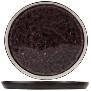 Image de Cosy & Trendy Assiette à dessert plate ronde noire et violet 22cm - Laguna Viola