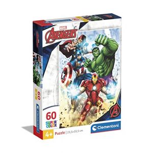Clementoni Marvel Avengers Supercolor Avengers-60 Pièces, Enfants 5 Ans, Puzzle Dessin Animé-Fabriqué en Italie, 26193