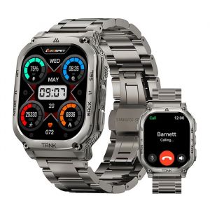 Montre connectée Homme Kospet Tank M3 Argent 480mAh 5ATM Bracelet connectée