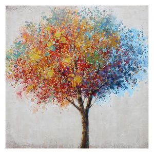 Kuateh - Tableau Peinture Abstraite Kuatéh 100x100 cm Arbre de Couleurs Huile sur Toile