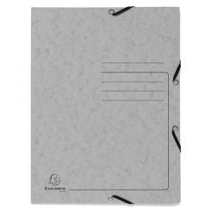 Exacompta 55423E - Chemise à élastique 3 rabats Carte lustrée, imprimée, coloris gris