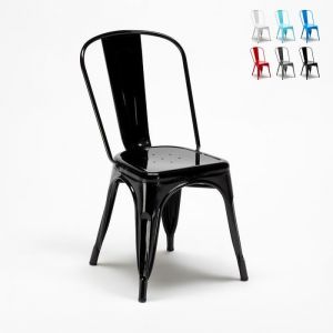 AHD Amazing Home Design - Chaise Tolix industrielle en acier et métal pour cuisine et bars Steel One, Couleur: Noir