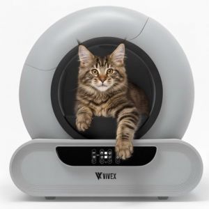 Vivex Automatic Litter Box - Bac &agrave; liti&egrave;re autonettoyant avec application - 75L - avec tapis et 5 sacs de ramassage en rouleau - XXL