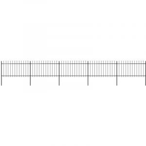 VidaXL Cl&ocirc;ture de jardin avec dessus en lance Acier 8,5x1 m Noir