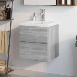VidaXL Meuble lavabo avec bassin int&eacute;gr&eacute; Sonoma gris Bois d'ing&eacute;nierie - Grey sonoma