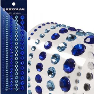 Kryolan Strass autocollants tailles assorties bleu 03078/01bleu