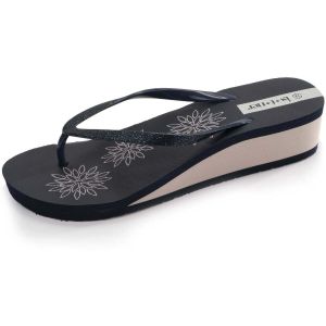 Isotoner Tongs Femme imprimé floral talon Marine