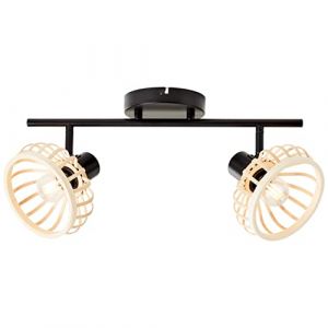 Brilliant AG Projecteur Norah 2 feux. bois clair/noir, m&eacute;tal/bambou, 2x D45, E14, 28 w