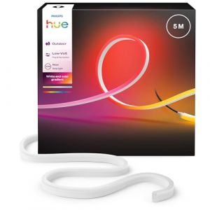 Image de Philips Hue N&eacute;on extr. 5m ruban LED multicolore, 1100lm, Ambiance et couleur vive, &Eacute;clairage flexible, Couleurs Chromasync, R&eacute;sistant intemp&eacute;ries, Basse tension, Commande vocale et via l'appli