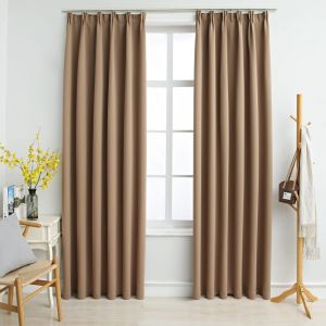 Image de VidaXL Rideaux occultants avec crochets 2 pcs Taupe 140x175 cm