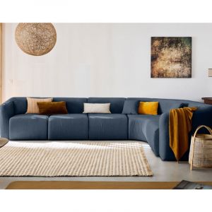 Ikare - canapé modulable d'angle droit - 6 places - en tissu - Bleu