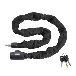VEVOR Antivol de chaîne de vélo, 1,2 m, antivol de sécurité pour vélo en acier métallique robuste avec 4 clés, antivol de haute sécurité, pour bicyclette, moto, scooter, porte, clôture, portail, 8 mm